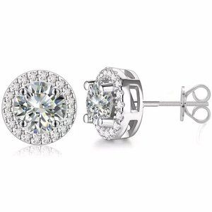 Certified 4ct. t.w. Diamond Brilliant Cut Halo Screw Back Earrings